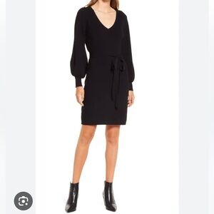 Sam Edelman Balloon Sleeve V Neck Knit Sweater Dress